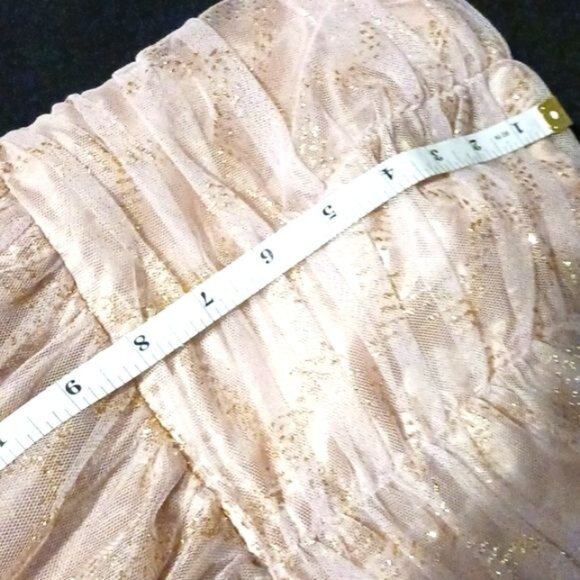 As U Wish Strapless Champaign Pink/Gold Shimmer Tulle Mini Dress Size 3 Juniors - Picture 13 of 14